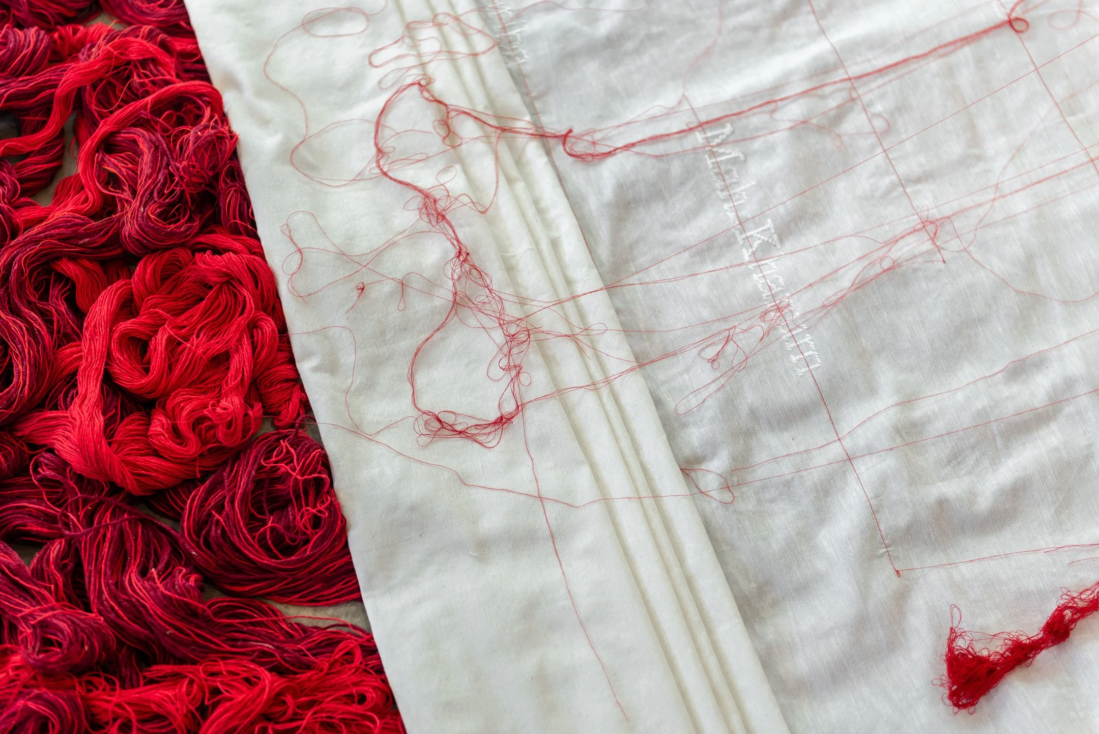You Belong to Me- 2022-Present- Fabric, hand
sewn collars, yarn- 3’ × 16’ ft- Details
