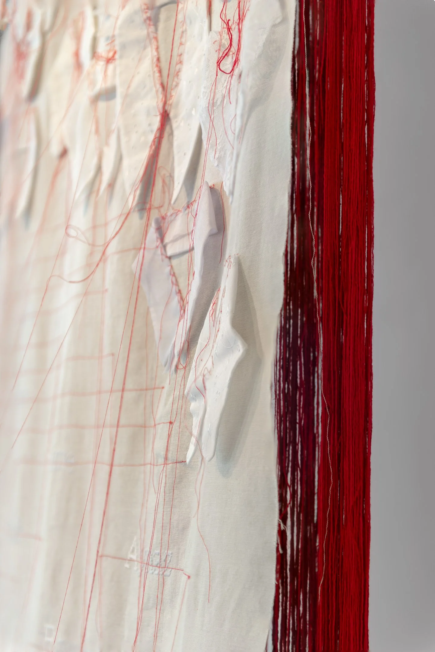 You Belong to Me- 2022-Present- Fabric, hand
sewn collars, yarn- 3’ × 16’ ft- Details
