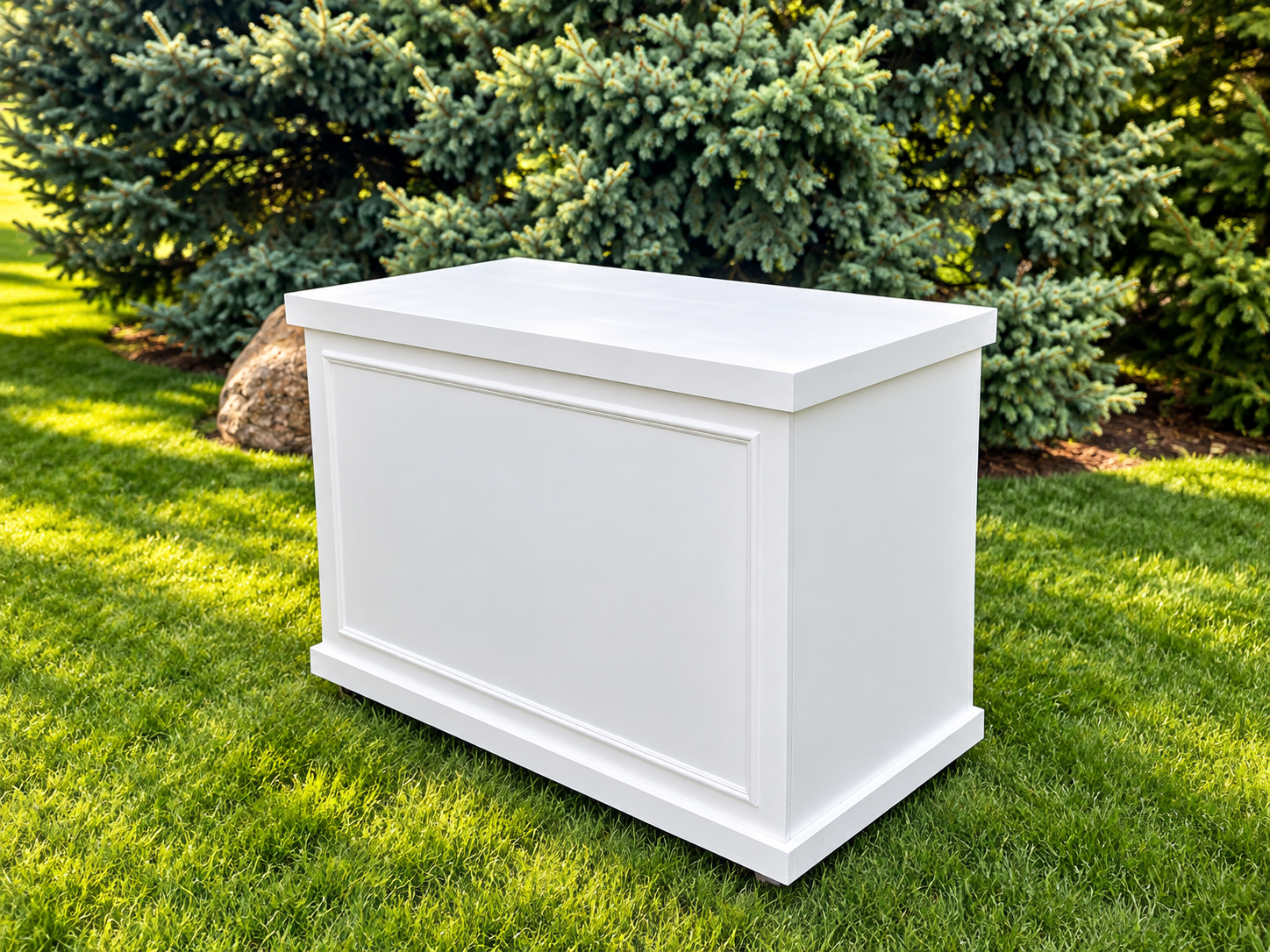 White Paneled Garden Bar on Lawn.png