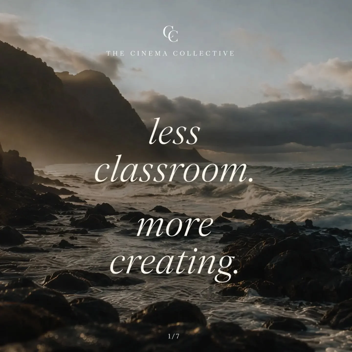 Less classroom. More creating.

The Cinema Collective is built around the kind of education we wanted to experience ourselves: intentional, hands-on, creatively freeing, and rooted in community.

We&rsquo;re creating spaces where photographers can ex