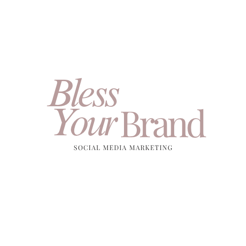 Logo with the text 'Bless Your Brand' and 'Social Media Marketing' underneath on a black background.