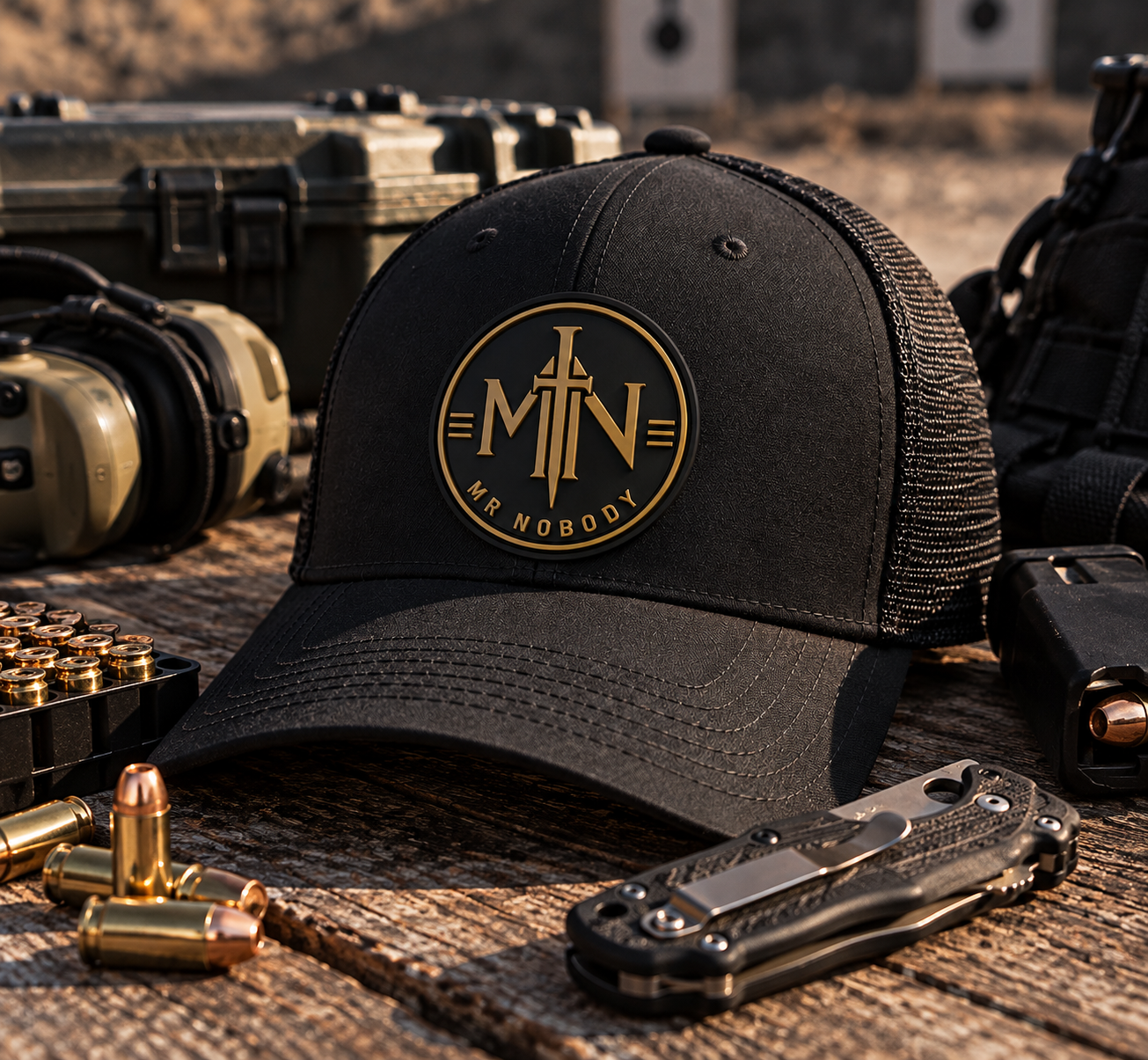 Mr. Nobody Signature PVC Patch Trucker Hat – Black & Bronze