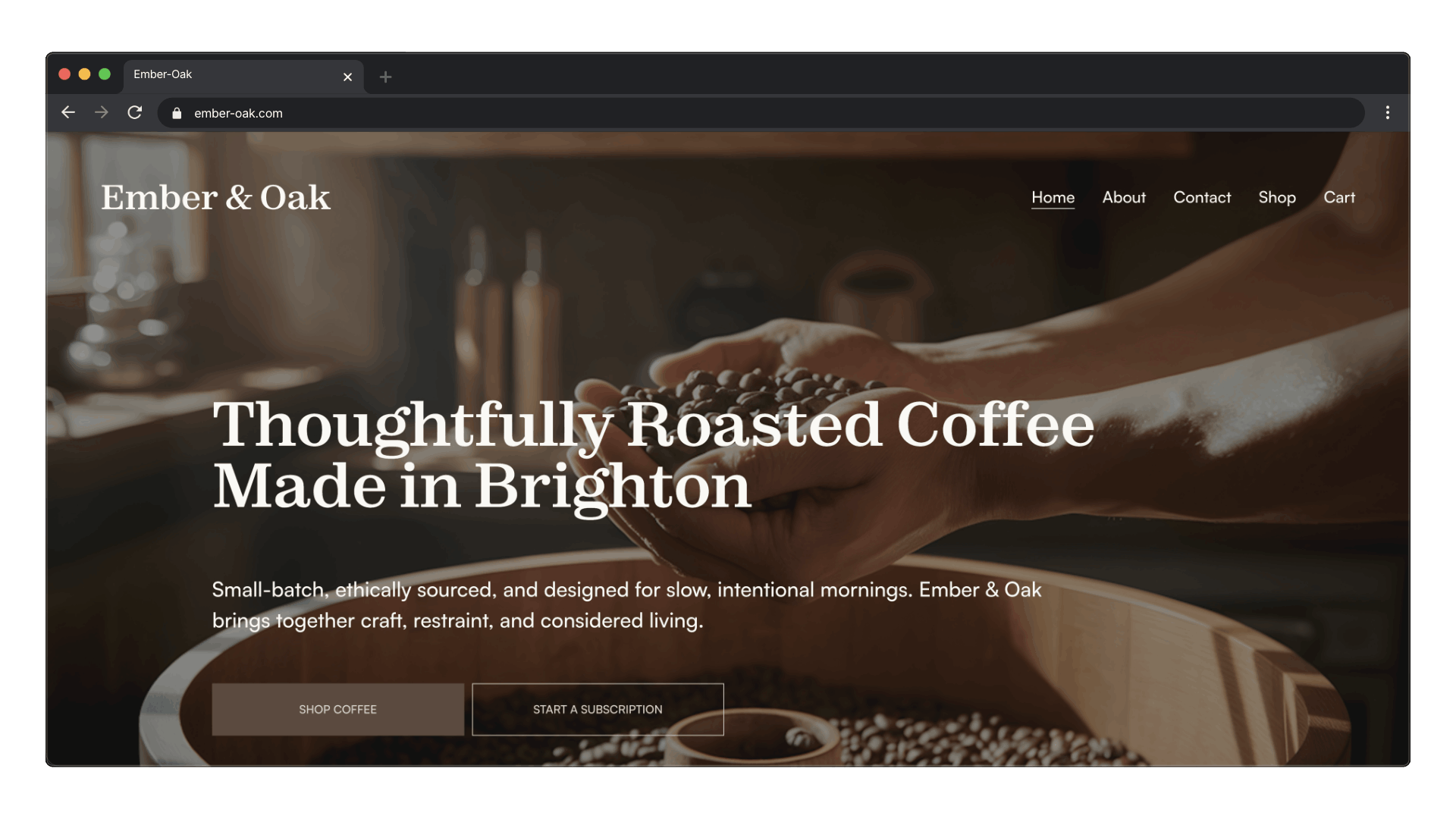 Ember and Oak homepage