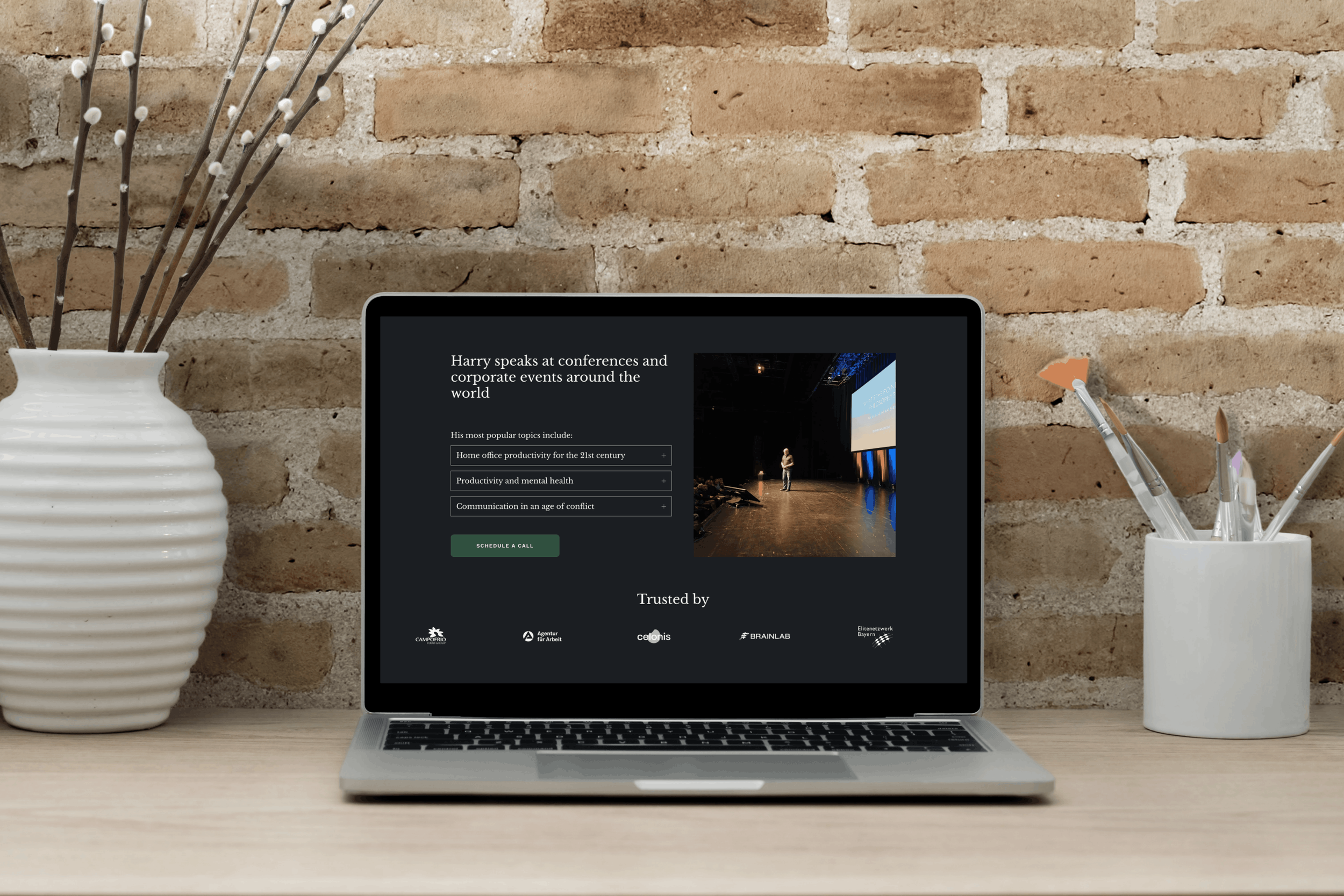 Macbook mockup of harry waterstone website