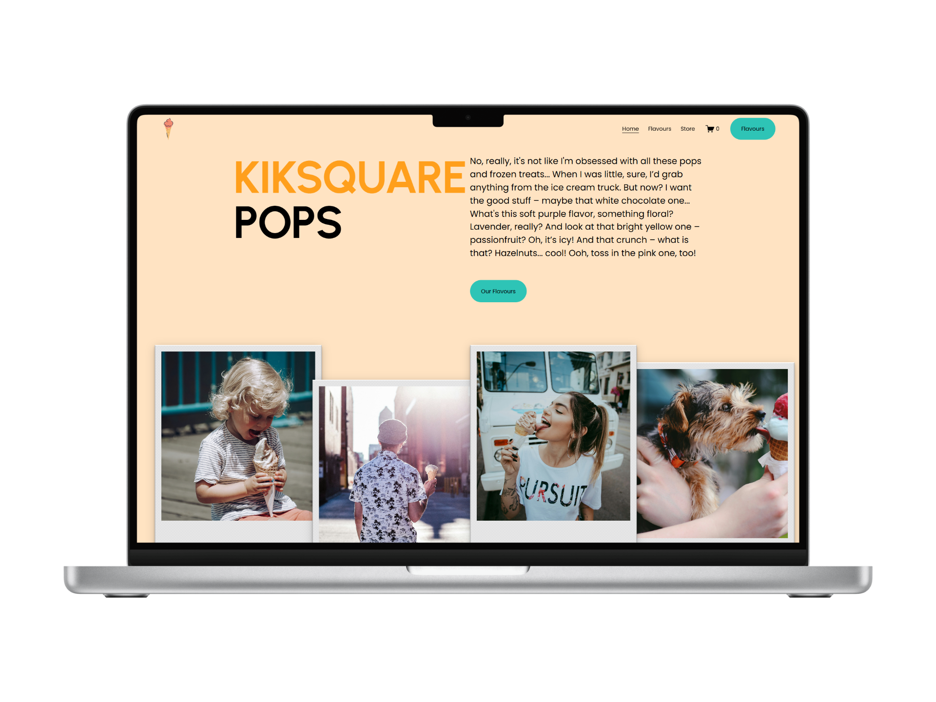 KikcSquare Pops Website on MacBook