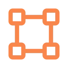 A simple orange geometric design with interconnected squares and lines.