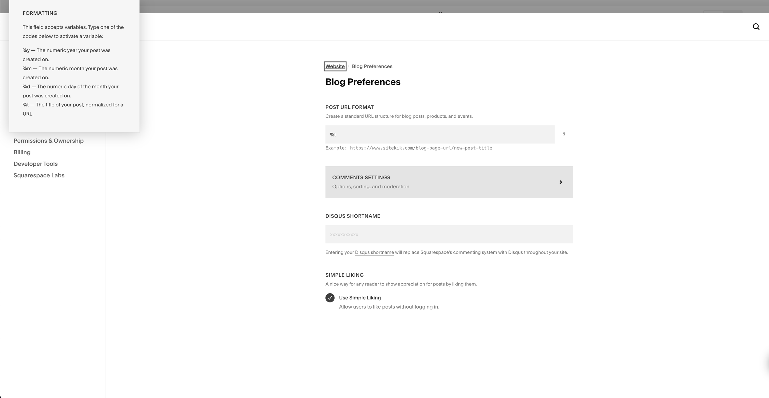 Blog Post URL Format Options