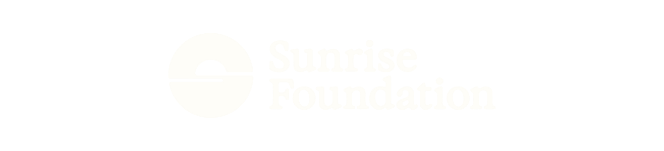 Logo of Sunrise Foundation with a stylized sun and horizon symbol.