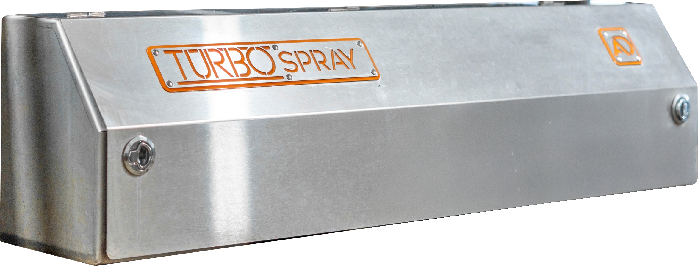 A metallic machine labeled 'Turbo Spray' with an orange and silver logo.