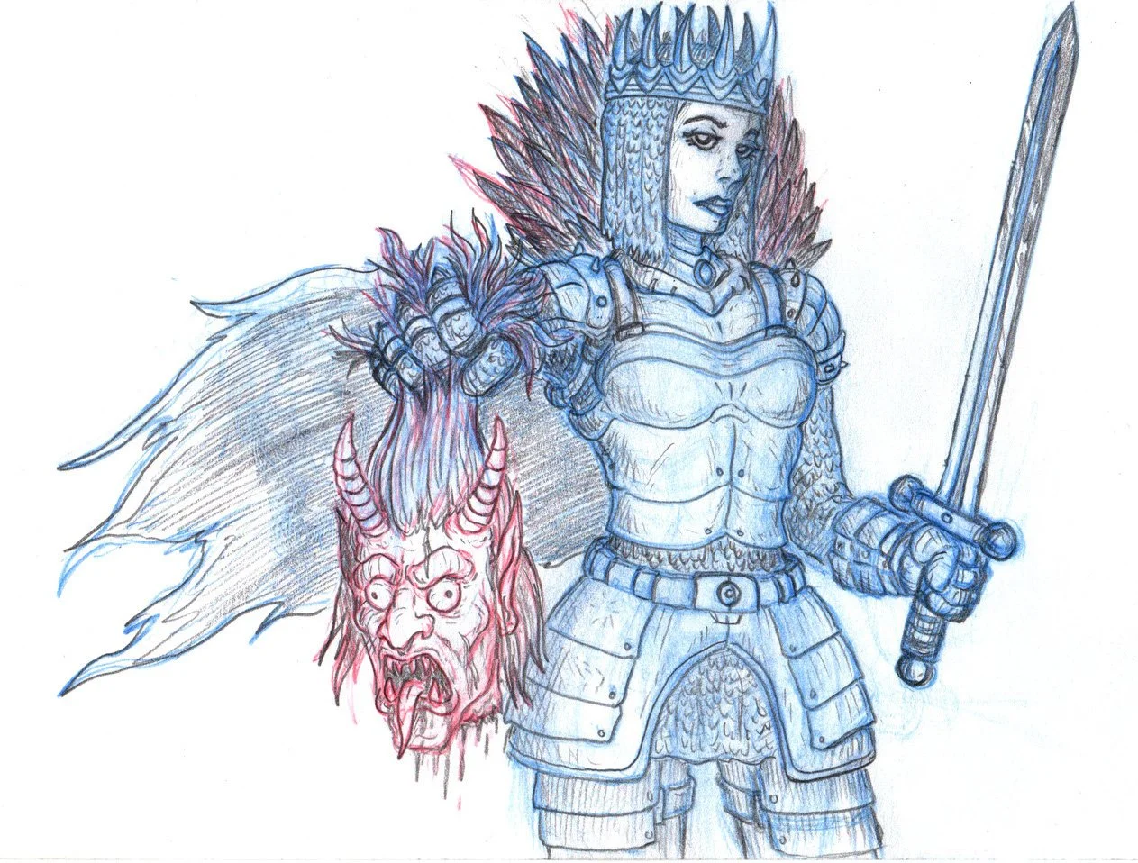 "Warrior Queen", Pencil, 9"x12", 2024