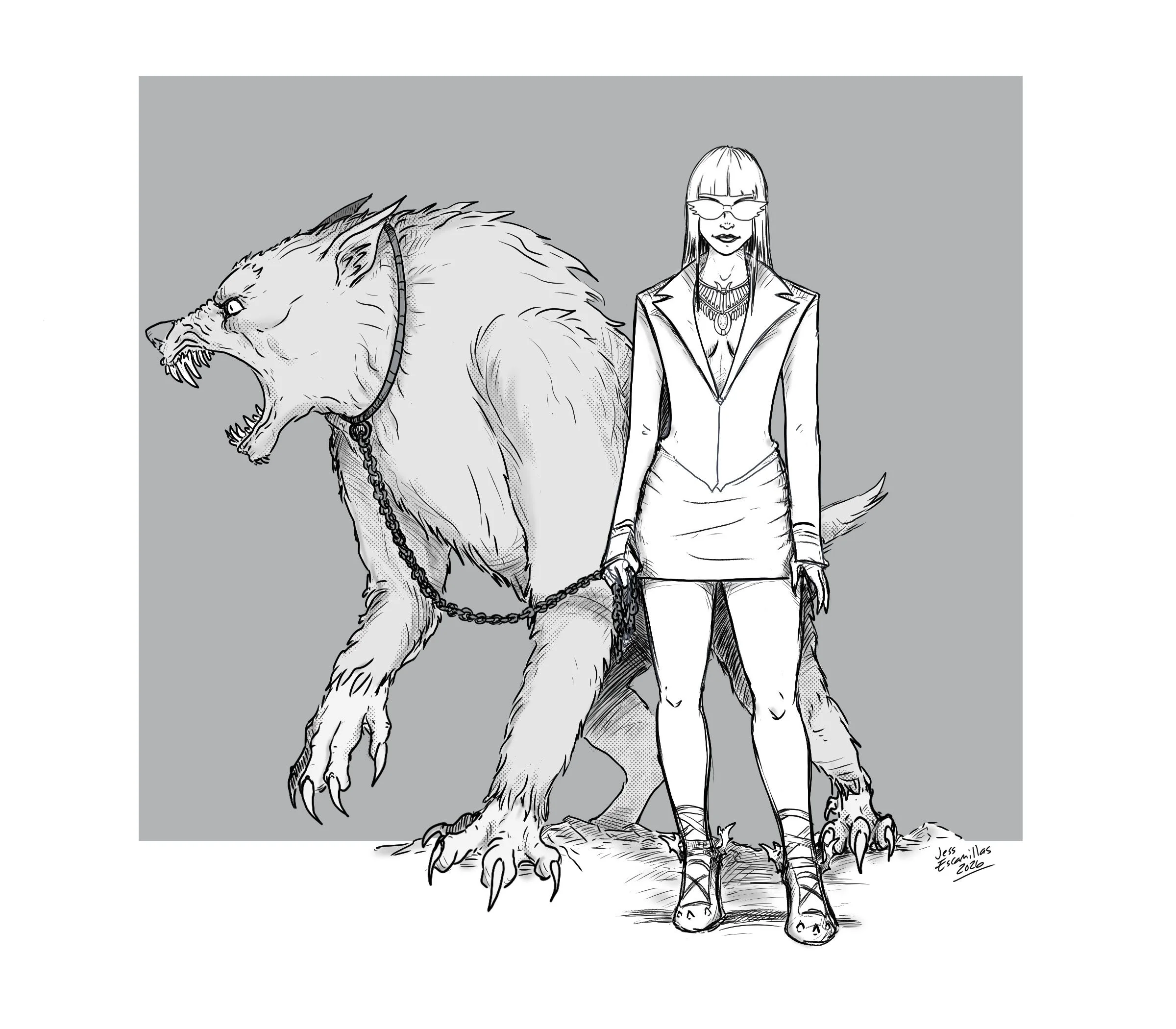 "Vampire & Her Werewolf", Digital, 7"x8", 2026