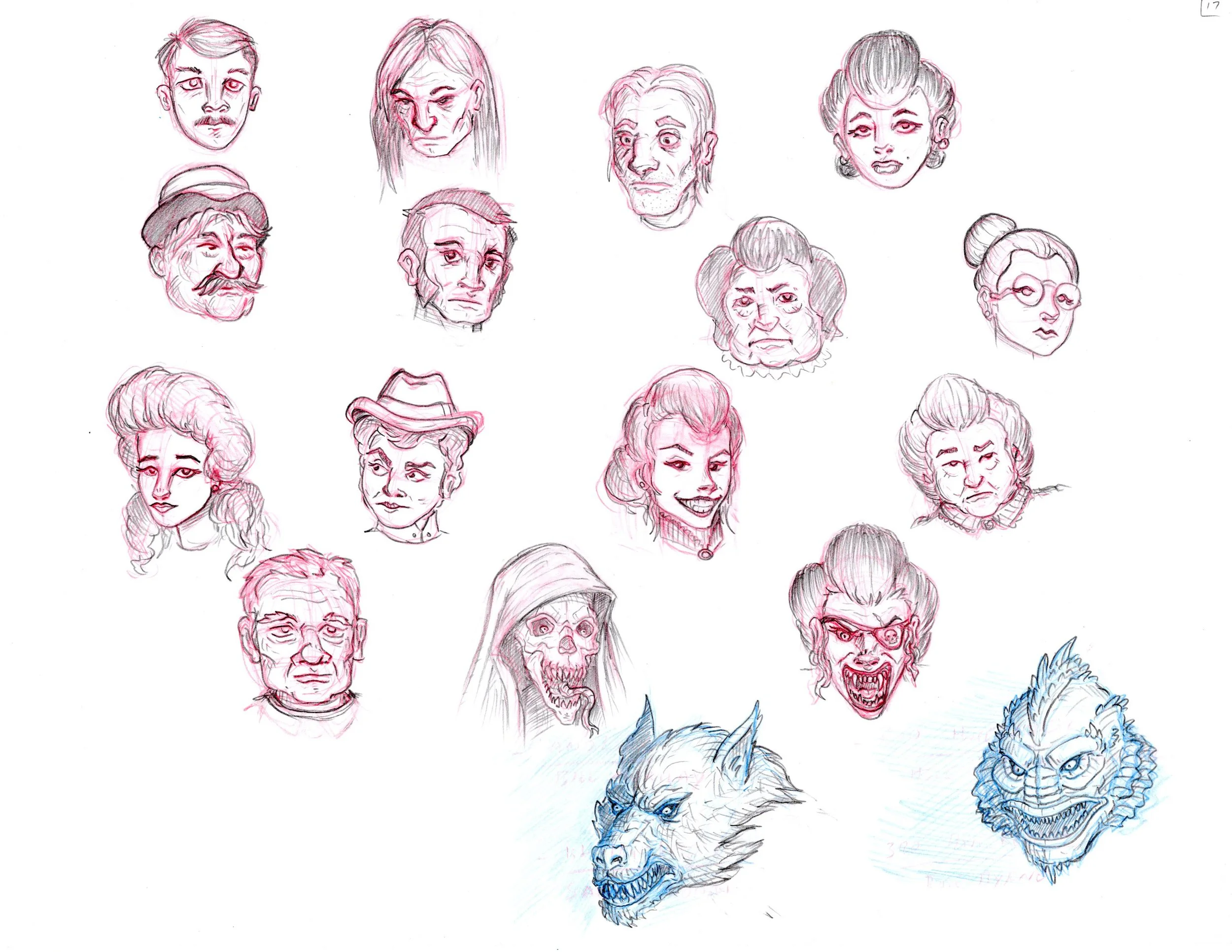 "Character Faces", Pencil, 8"x11", 2024