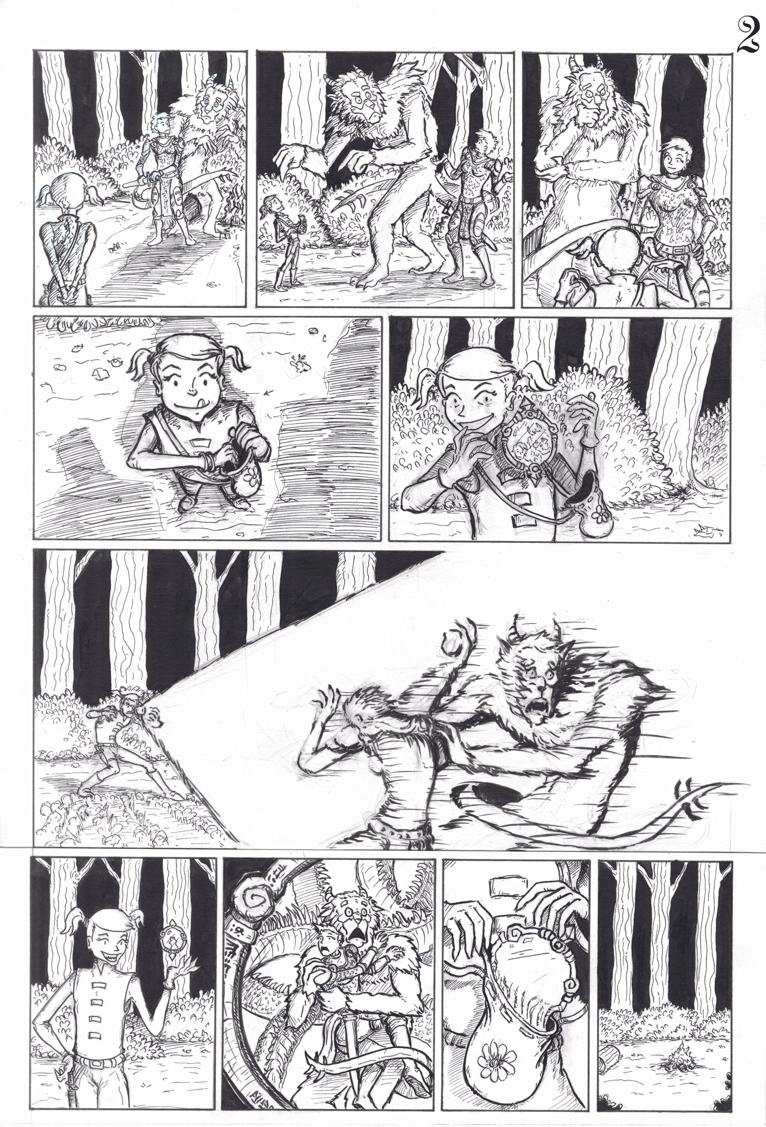 "The Monster & The Knight pt. 2", Pen & Ink, 11"x17", 2024