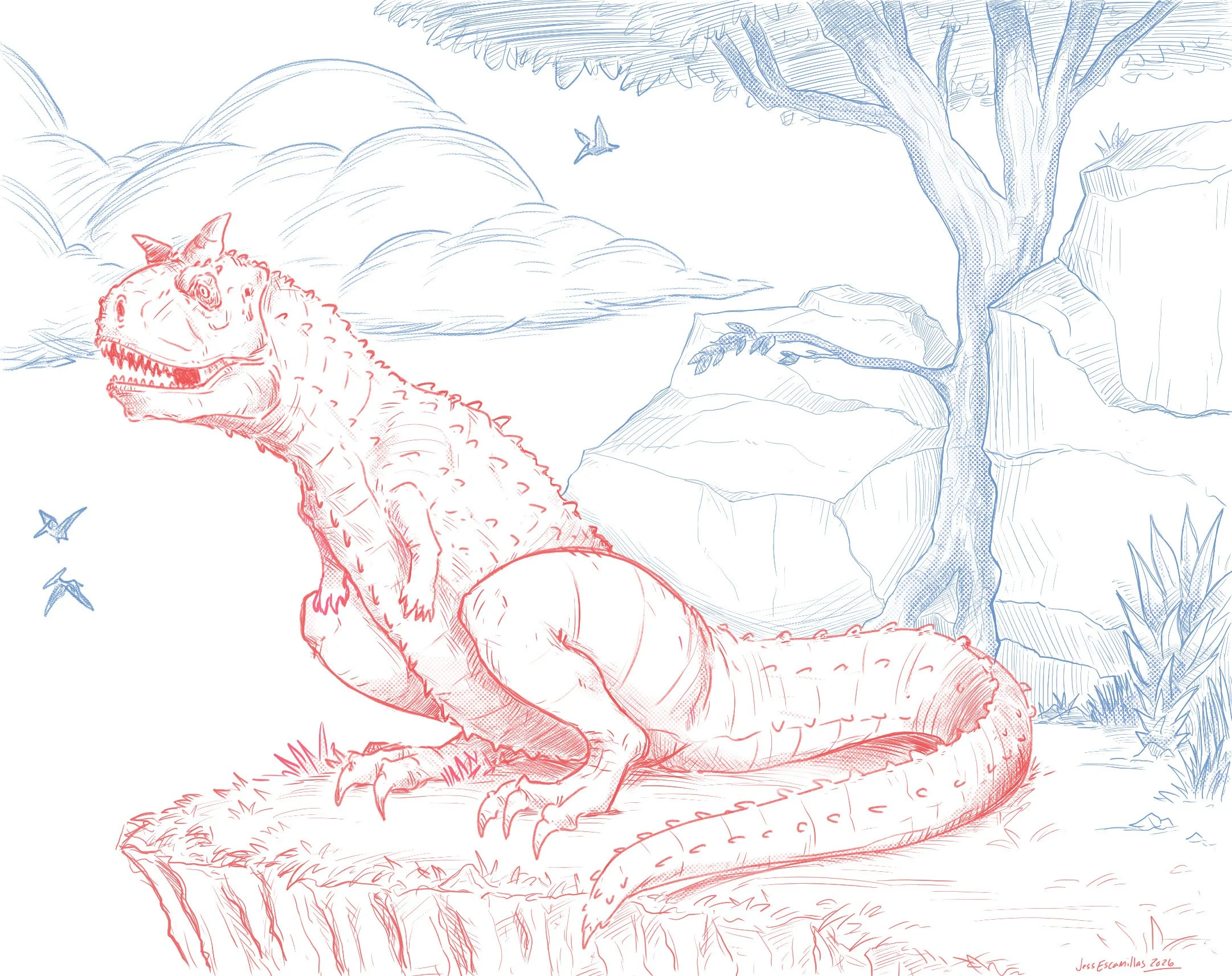 "Carnotaurus", Digital, 5"x7", 2026