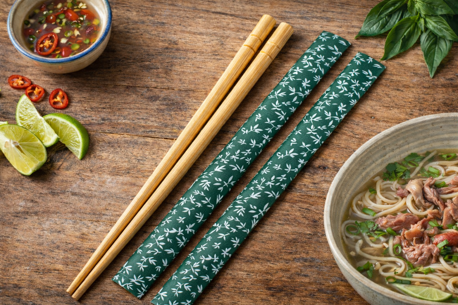 Bamboo Chopsticks Paper Wrapped - 100PRS x 20Bags