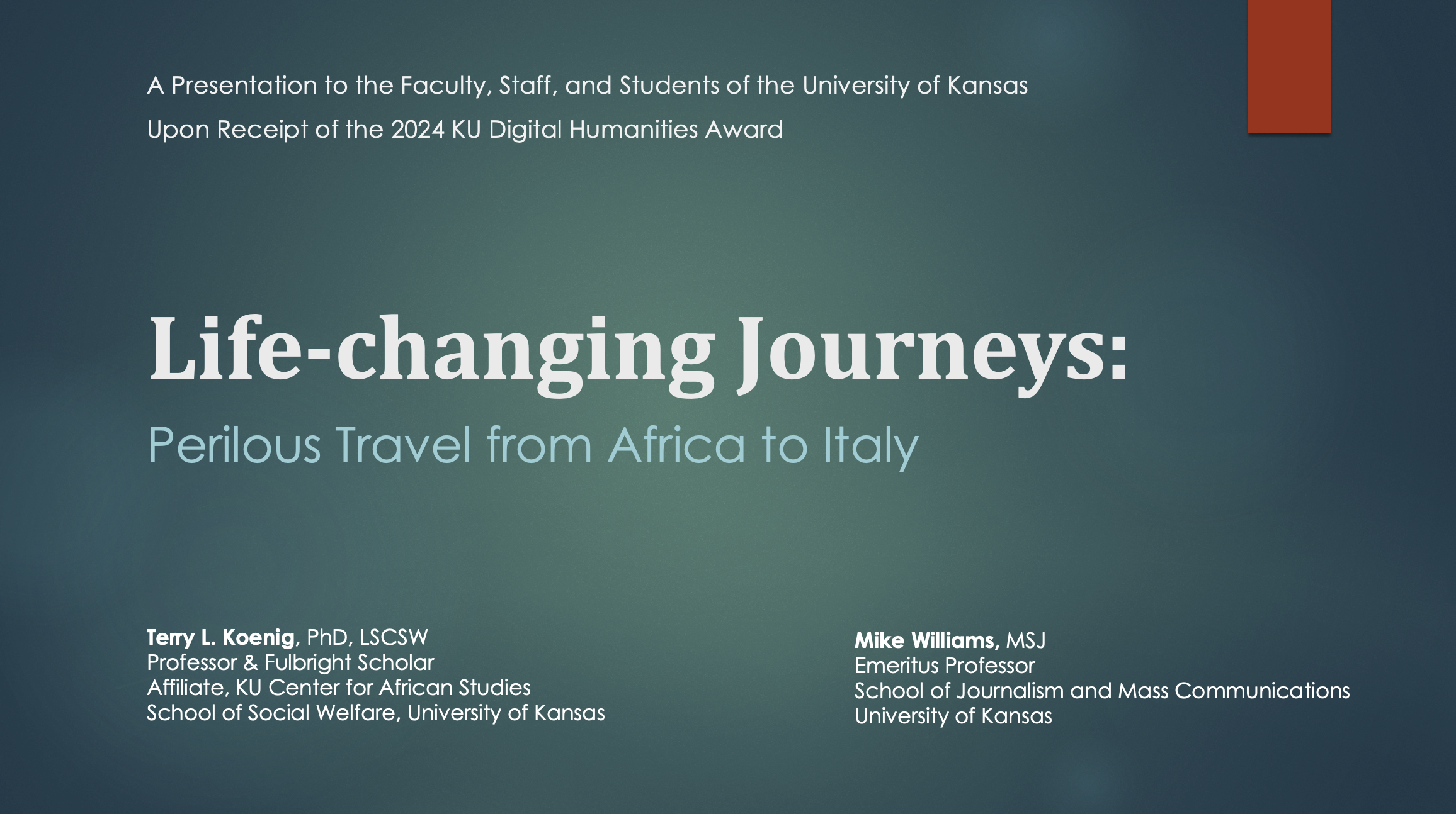 PowerPoint presentation about the African Emigrant project. Presented to faculty, staff, and students at the University of Kansas.