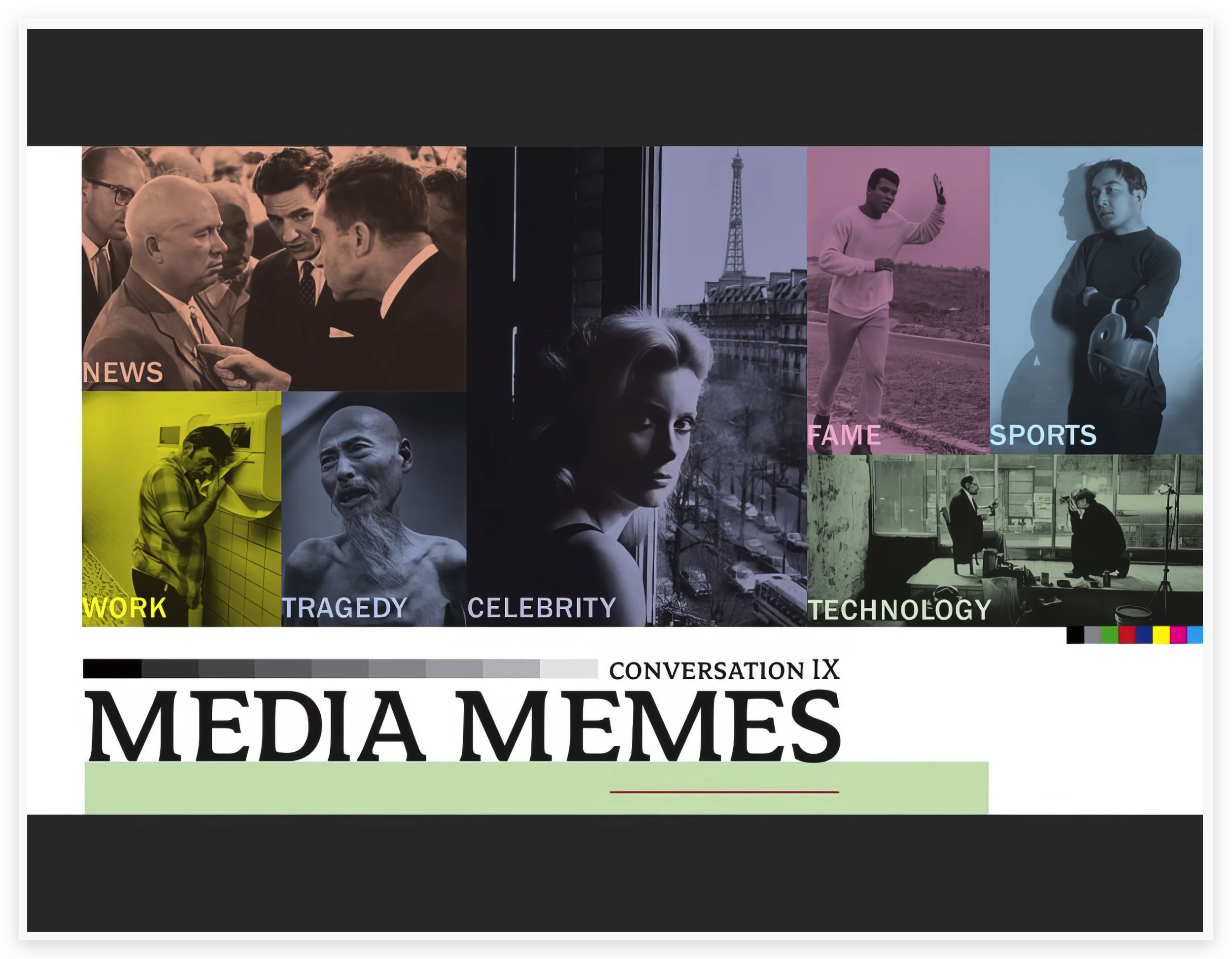 Catalog cover for the Media Memes exhibition at the University of Kansas Spencer Museum of Art. I curated the exhibition and designed the catalog for the museum's first interactive exhibition. 