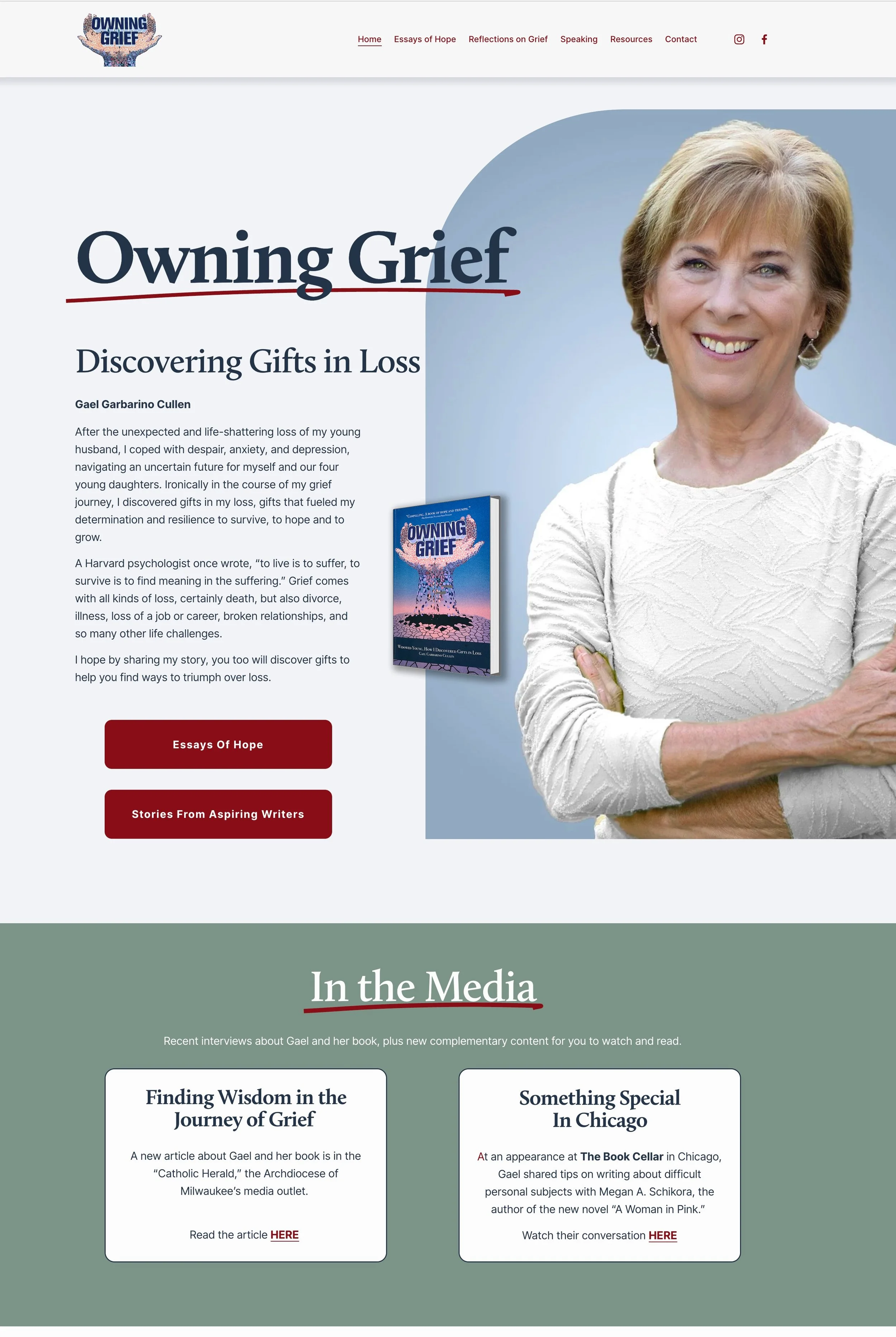 Design and editing of a responsive website about the author and her book about grief recovery. Click on the site image above to view the full site online.