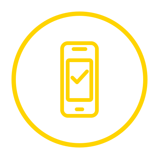 Yellow smartphone icon representing mobile-friendly, responsive website design.