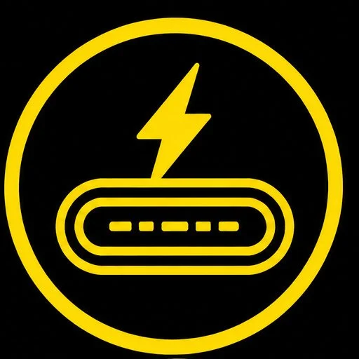 Yellow charging port and lightning bolt icon representing Samsung Galaxy USB-C charging port repair at iPhone BLVD in Kennewick, Washington.