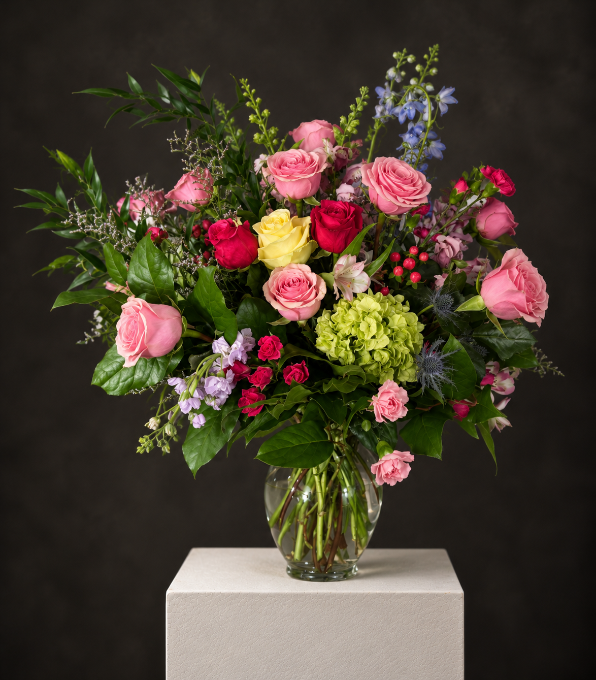 Moody Mixed-Flower Bouquet on Pedestal.png