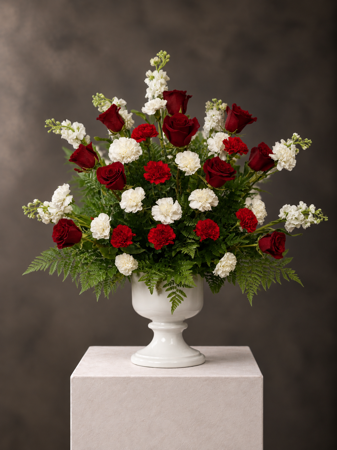 Elegant Red and White Urn Bouquet.png