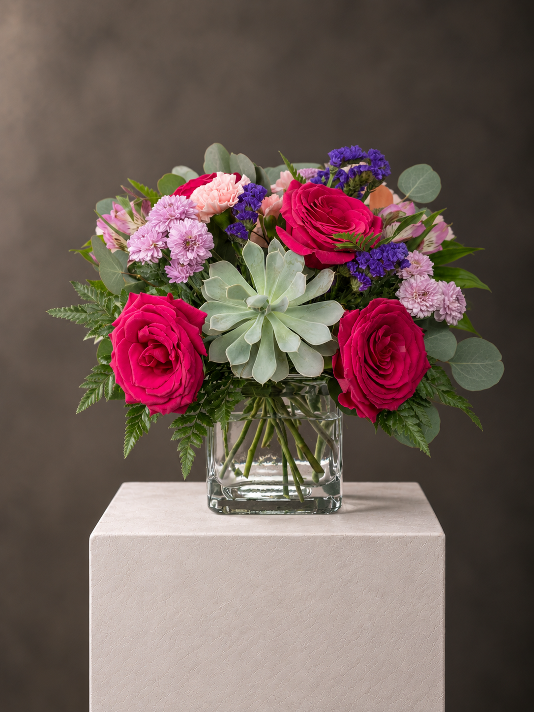 Elegant Pink Rose and Succulent Centrepiece.png