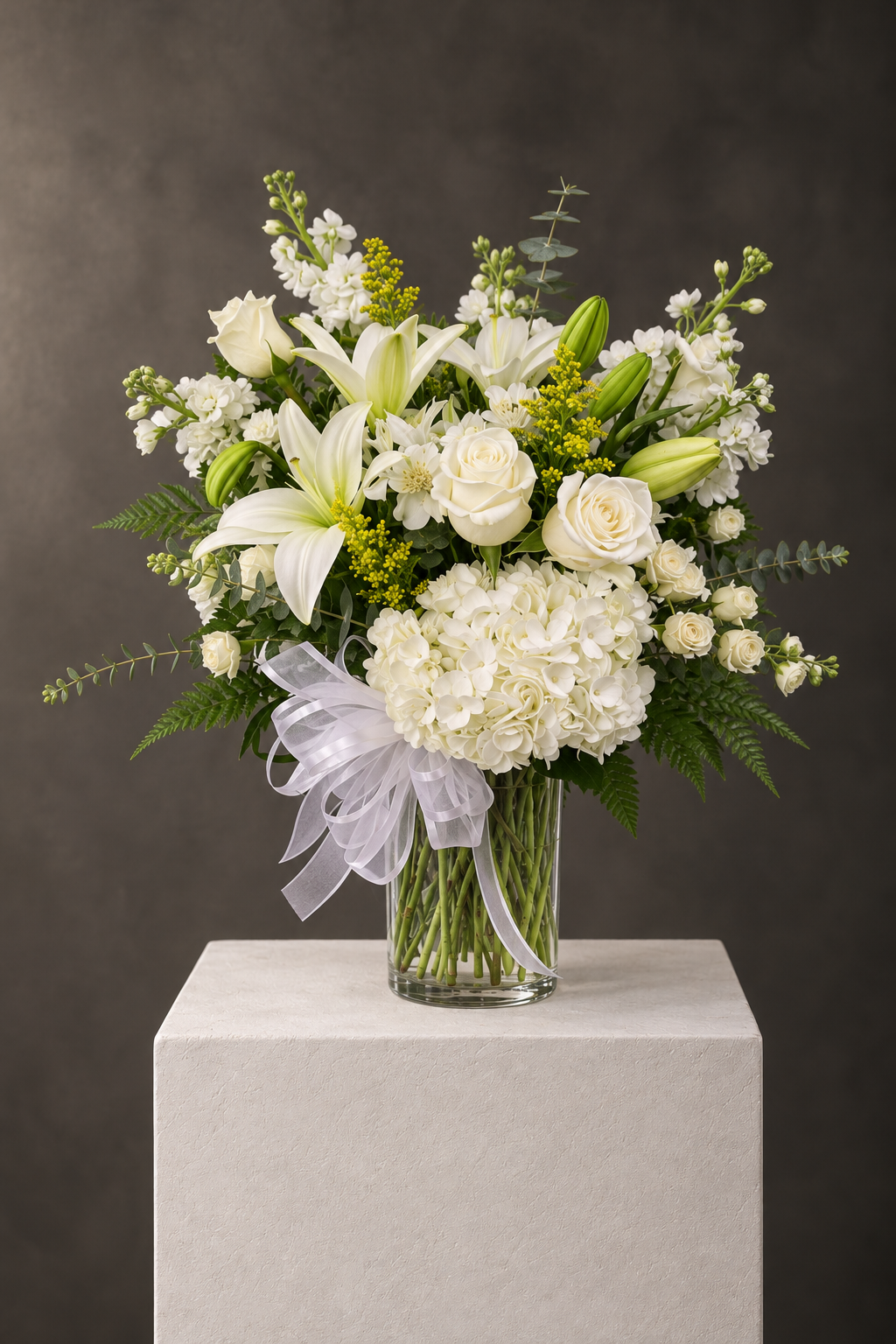 Elegant White Lily and Rose Bouquet.png
