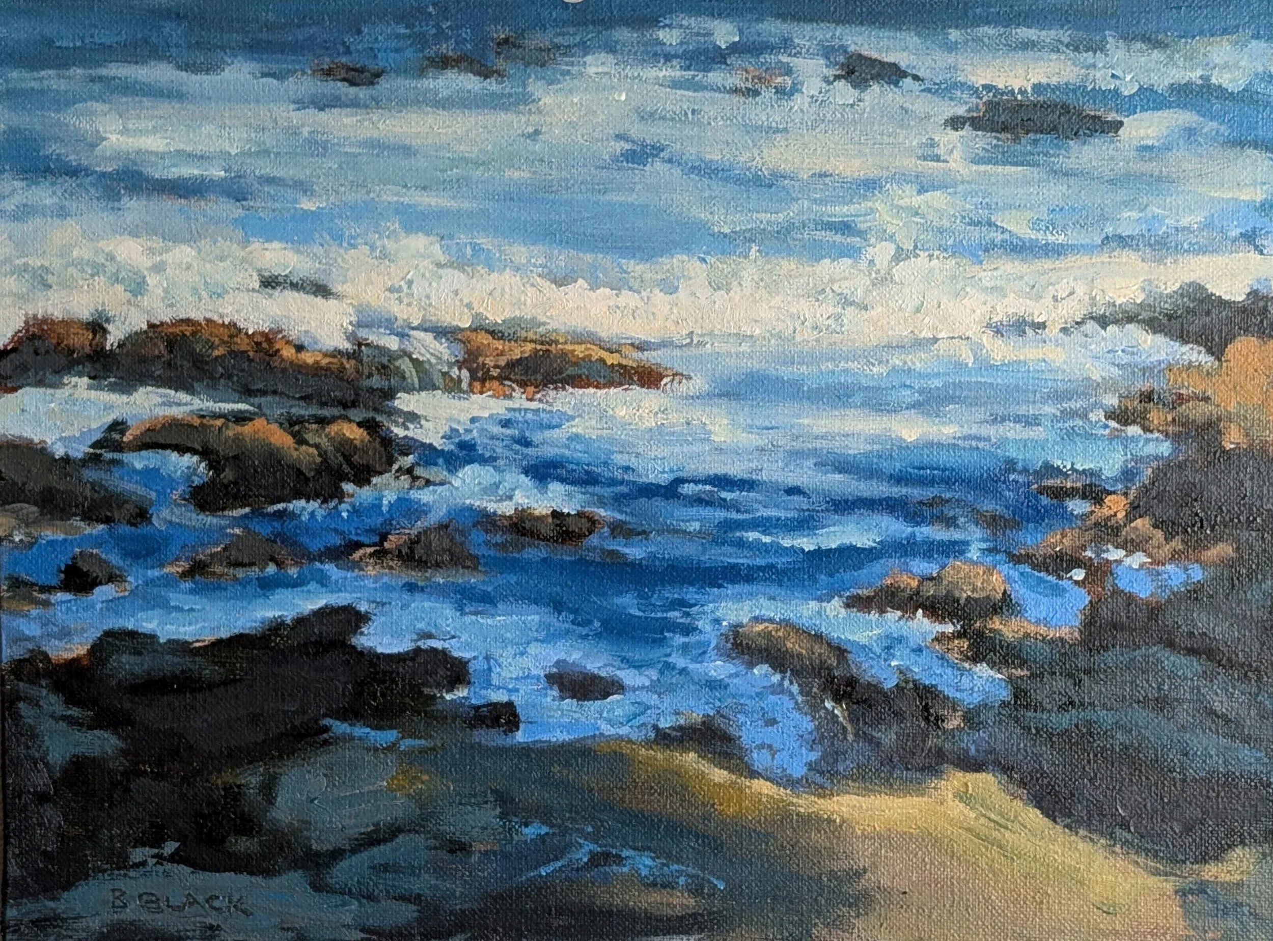 Waves & Rocks - Carmel California coastal painting in oil