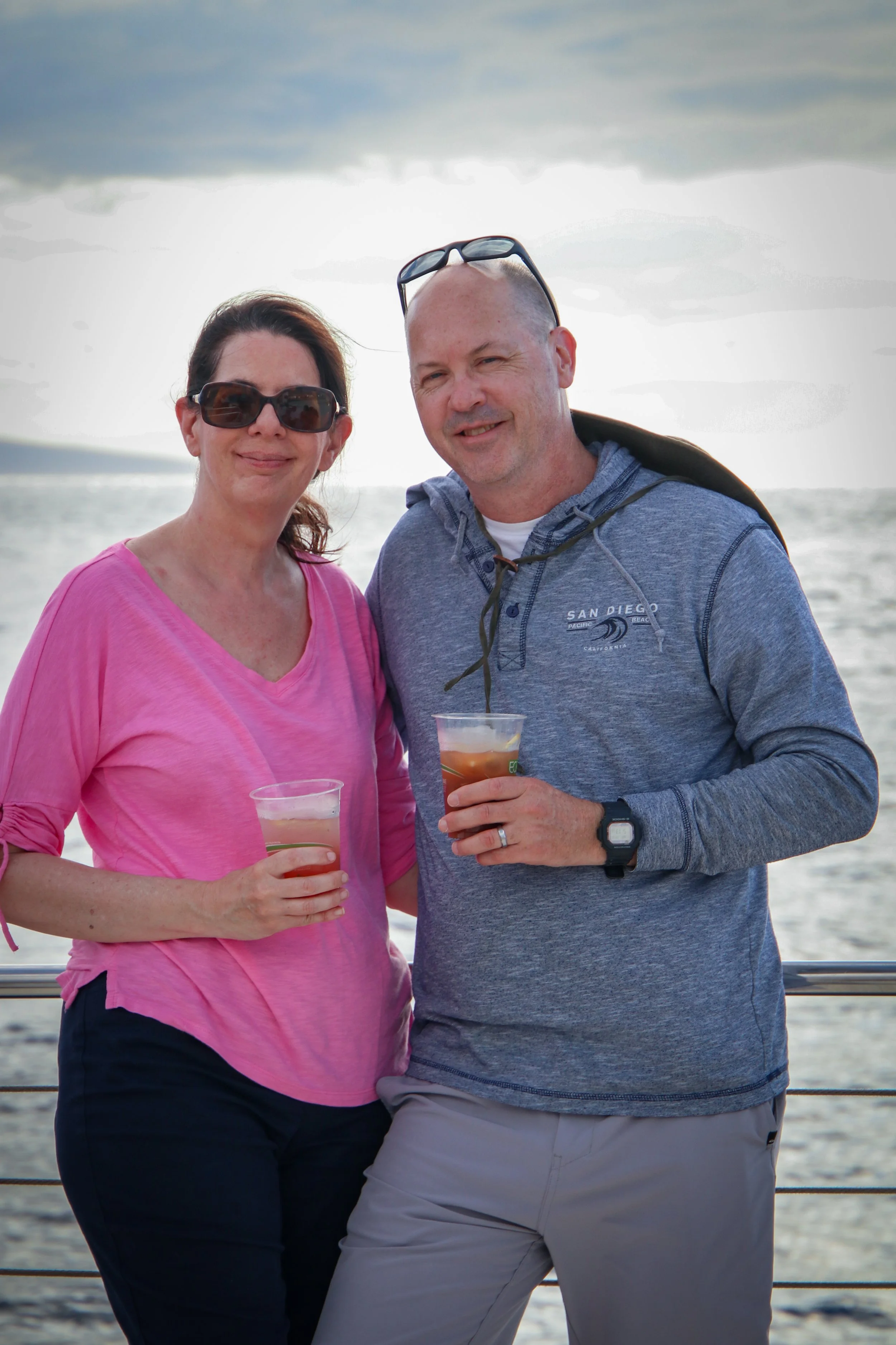 Artist Bruce Black with his wife Marla on a boat in Maui