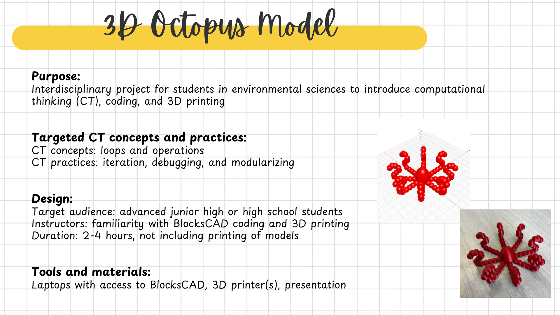 Formal Education - Computational Thinking and 3D Printing Lesson Plan