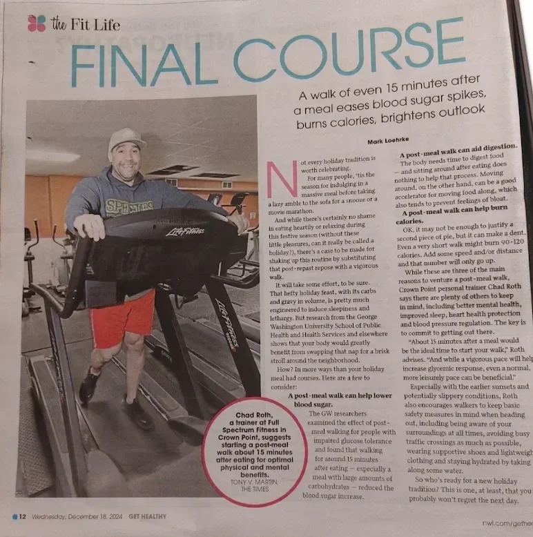 Chad Roth Best of the Region Personal trainer in Northwest Indiana in the local newspaper.