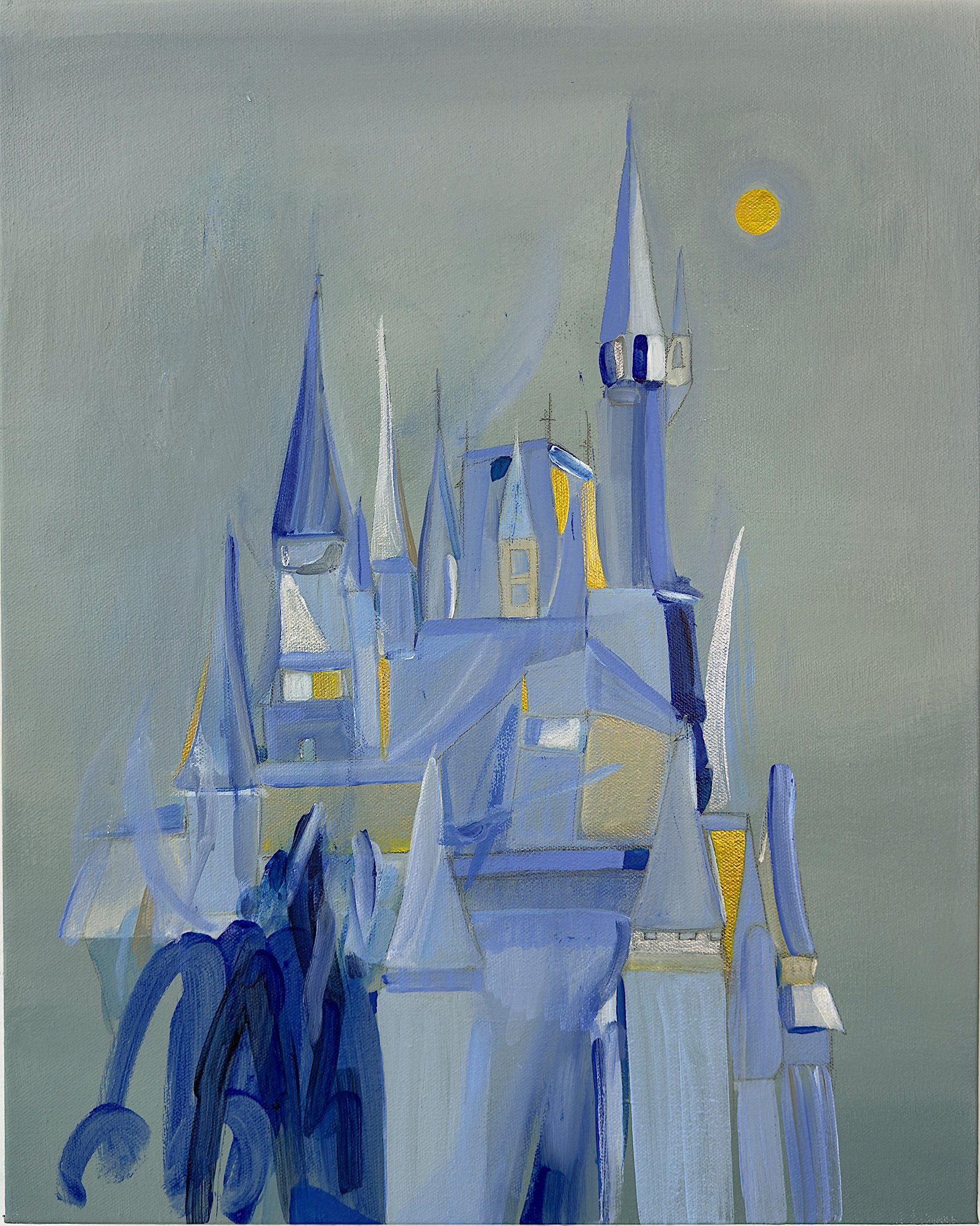 The Grow-ups Are Talking, Blue Register, 2026, Oil on Canvas — 22x30 in.