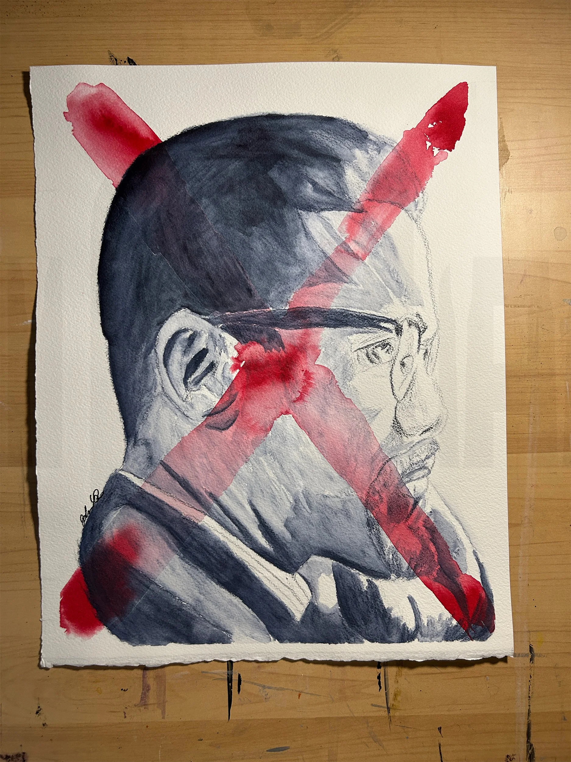 Malcolm X (Watercolor & Ink)