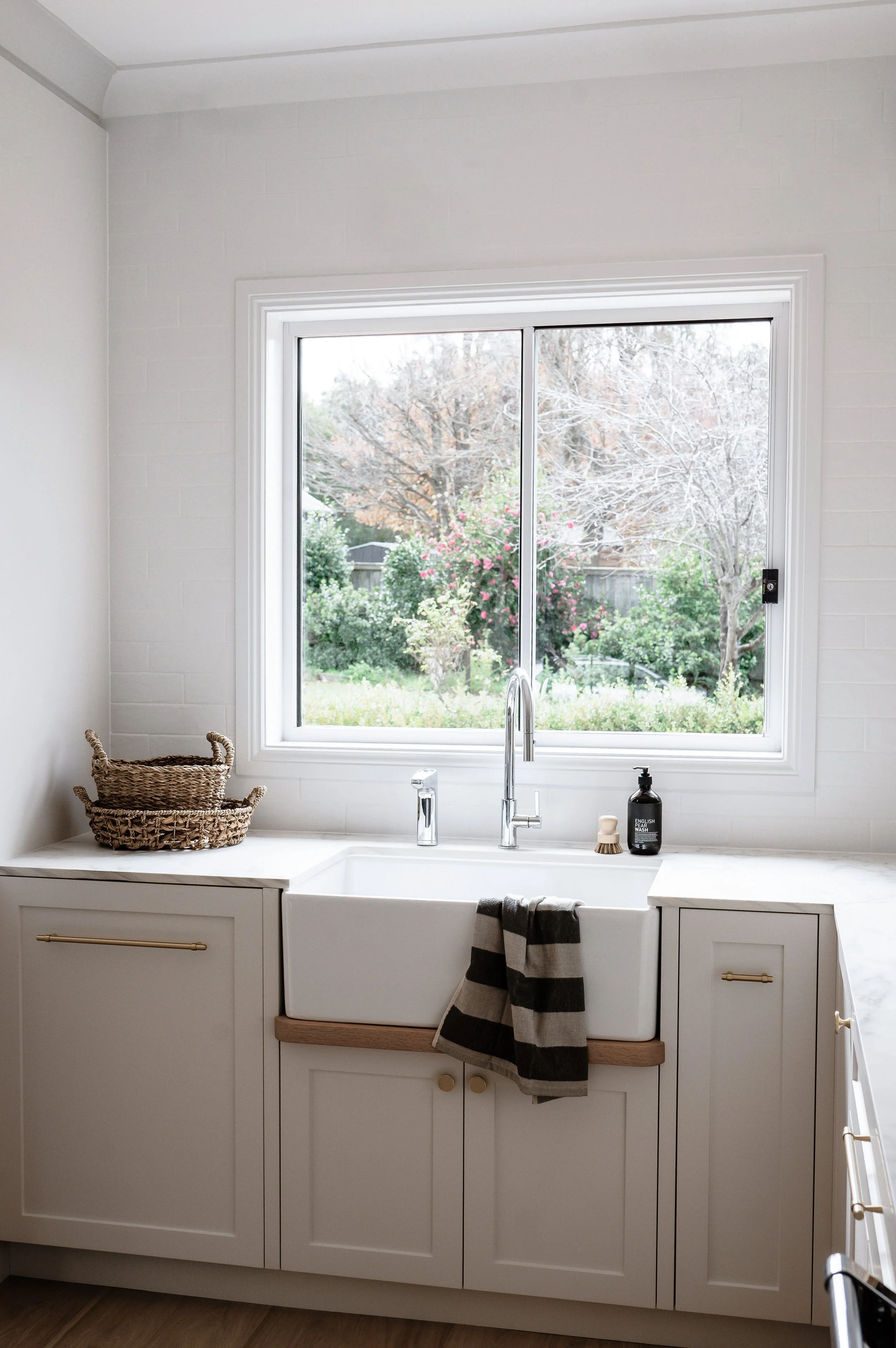 Farmhouse sink with shaker cabinetry, Bowral home renovation