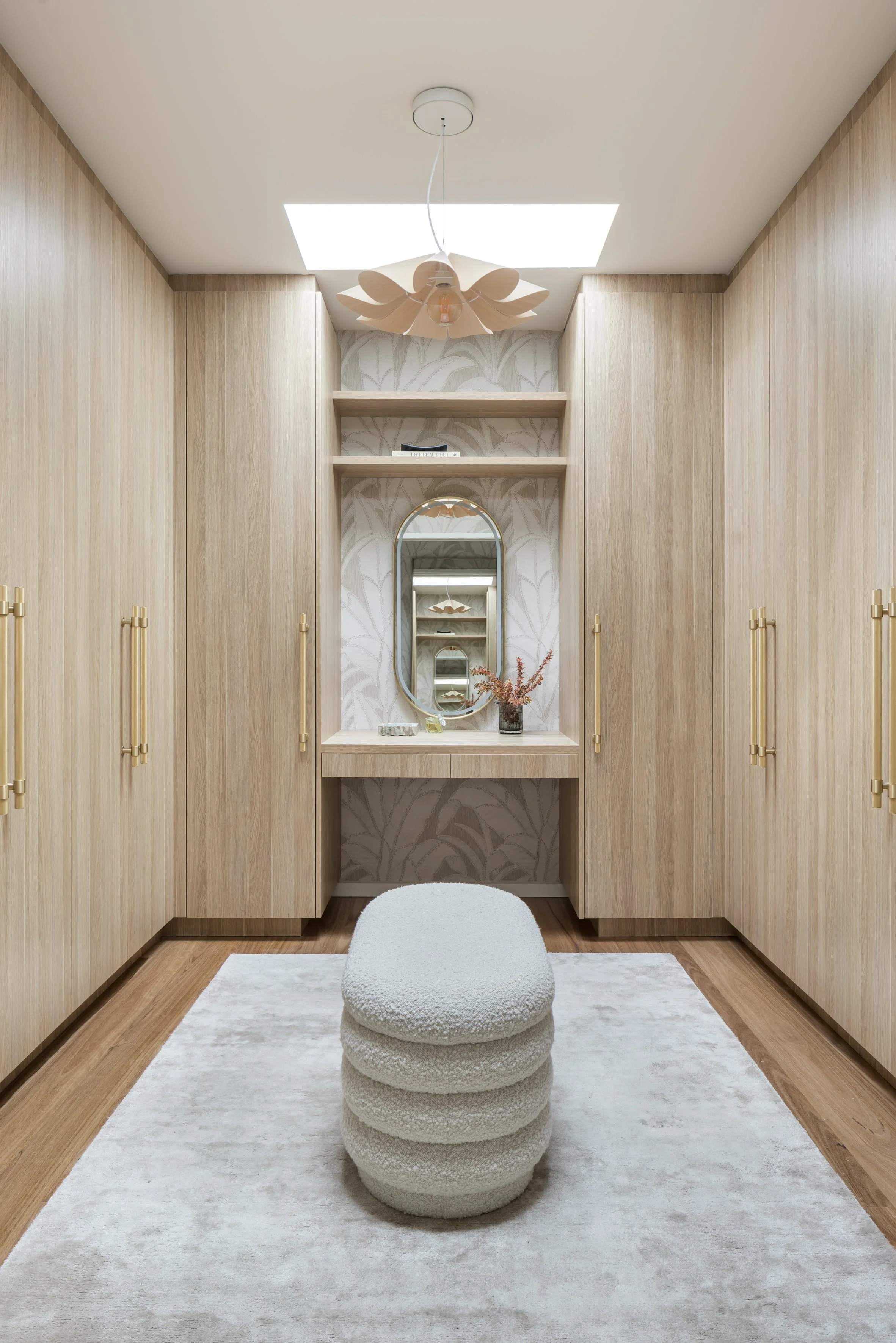 Walk in robe with skylight and built in dressing table, Shell Cove