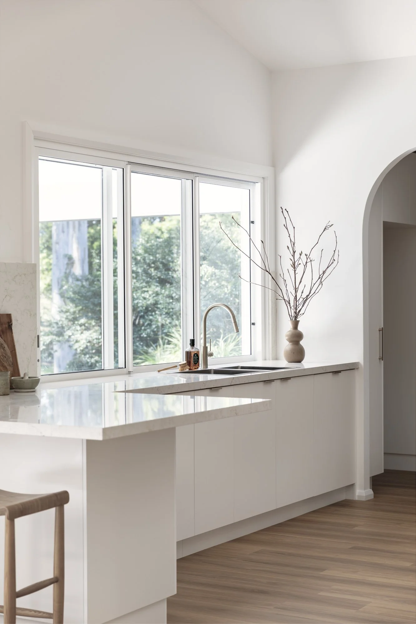 Kitchen sink beneath a window overlooking the garden, Corrimal