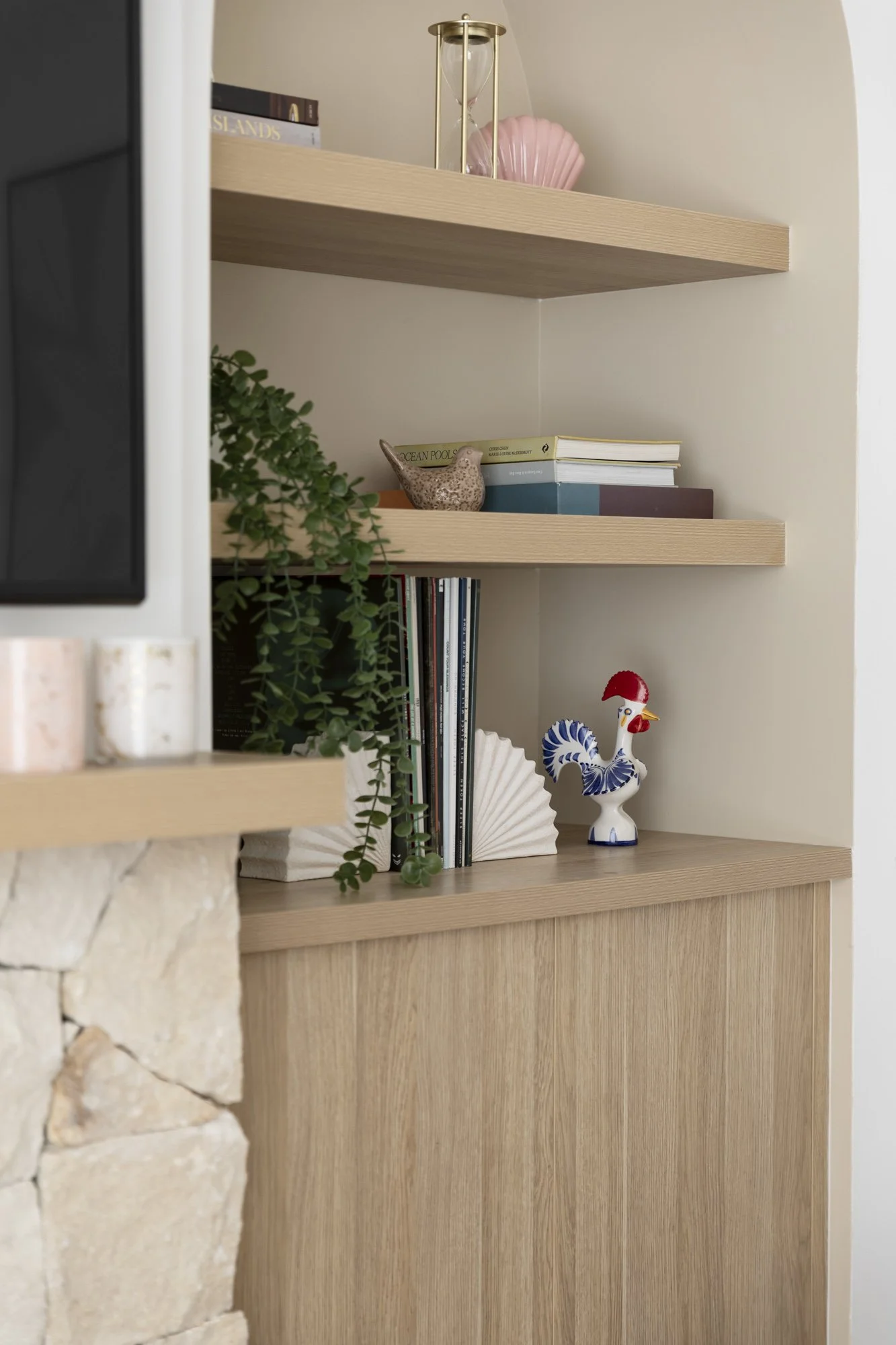 Arched alcove with timber shelving and joinery, Albion Park