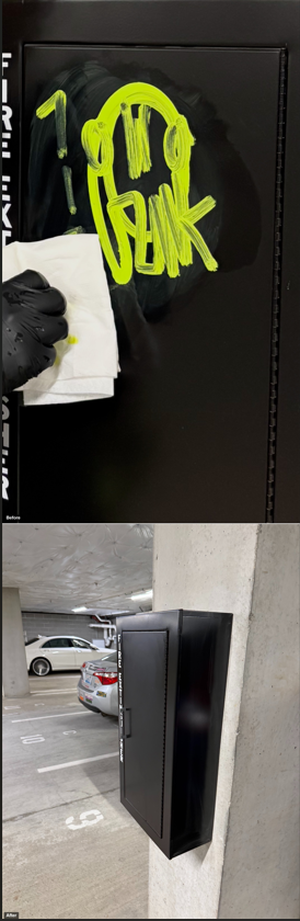 Displaying graffiti removal before and after picture so customers get a better idea of our work