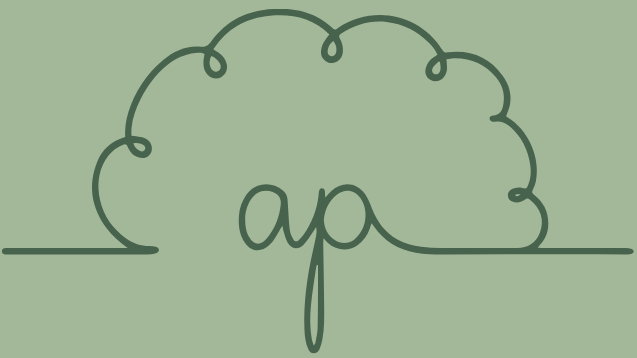 Line drawing of a cloud with the letters 'ap' inside, on a green background.