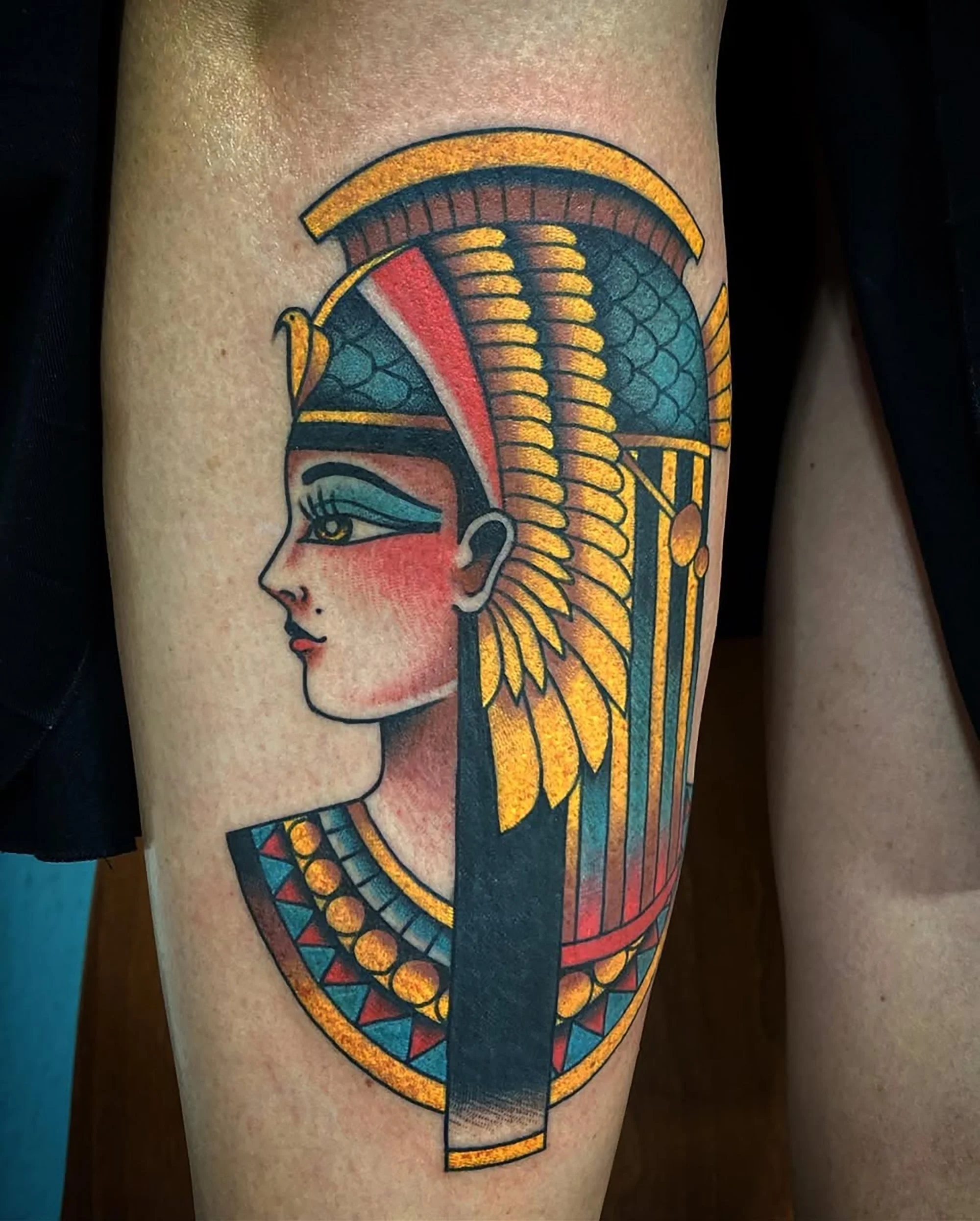 Farbiges Traditional, Oldschool Tattoo von Cleopatra