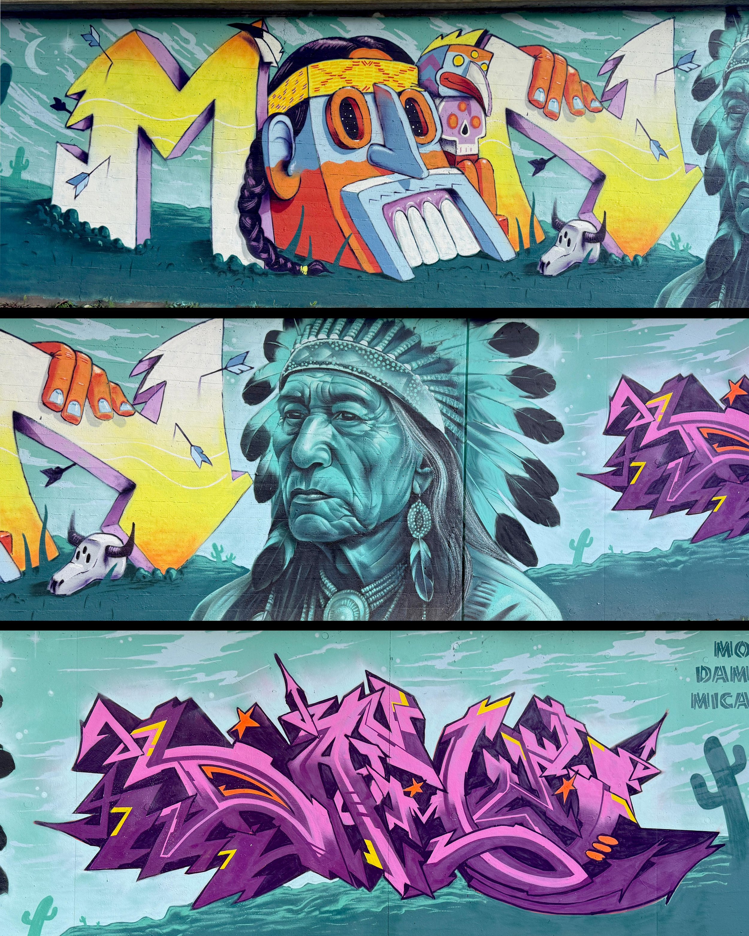 Bunte Graffiti-Kunstwerk an einer Wand