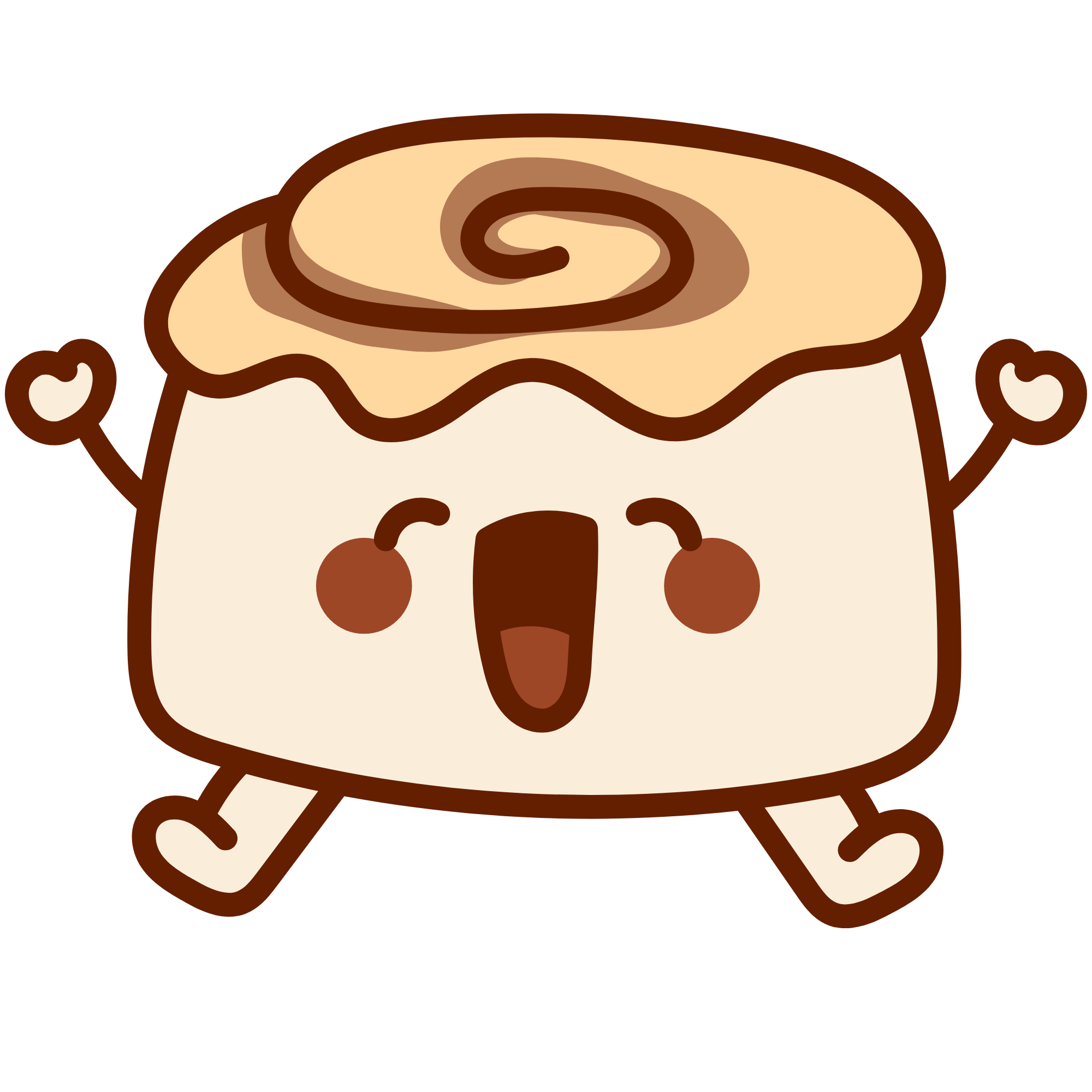 Cartoon slice of cinnamon roll with icing