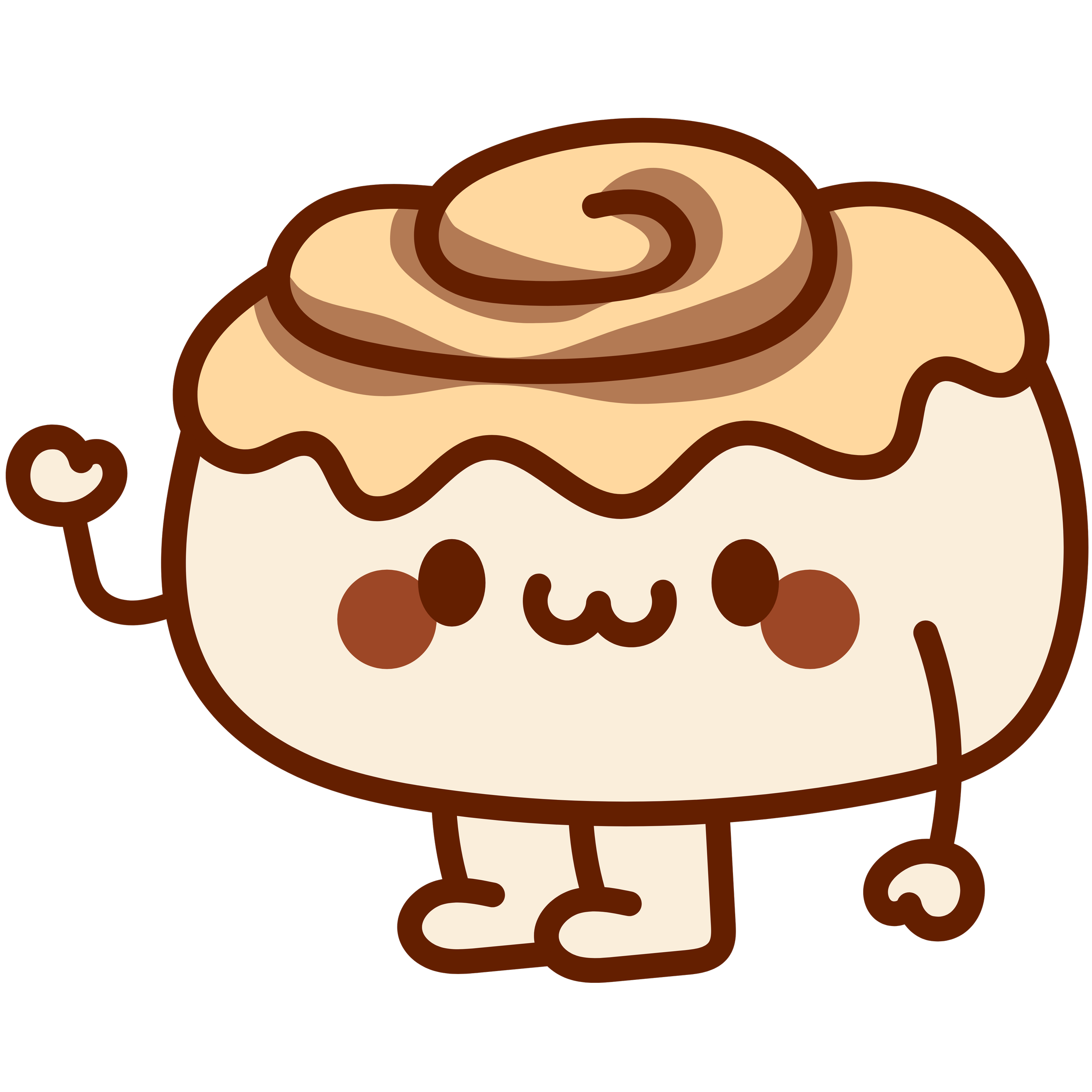 Illustration of a chocolate chip cookie with swirls of dough and chocolate chips.