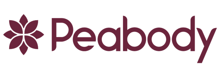Peabody logo with a stylized purple flower next to the company name in purple text.