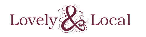 Text that reads "Lovely & Local" in elegant, purple font.