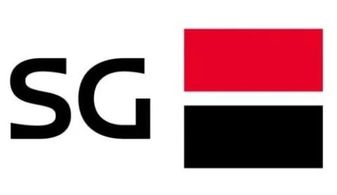 Logo avec les lettres 'SG' et deux rectangles, un rouge en haut et un noir en bas.