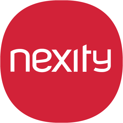 Logo de Nextify sur un fond rouge
