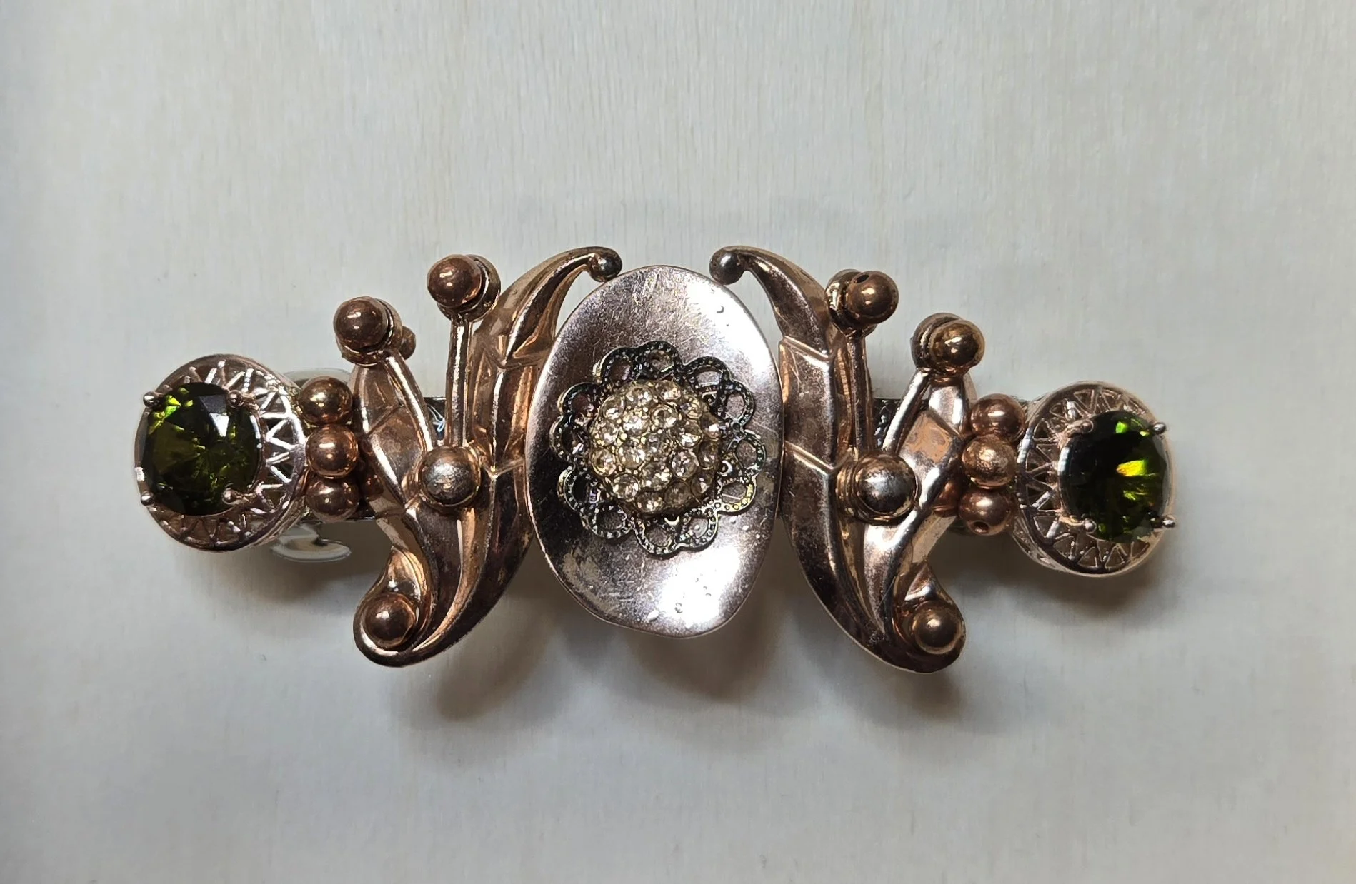 Hair Clip 07 -Metal, Semi-precious stones, beads-3" clip