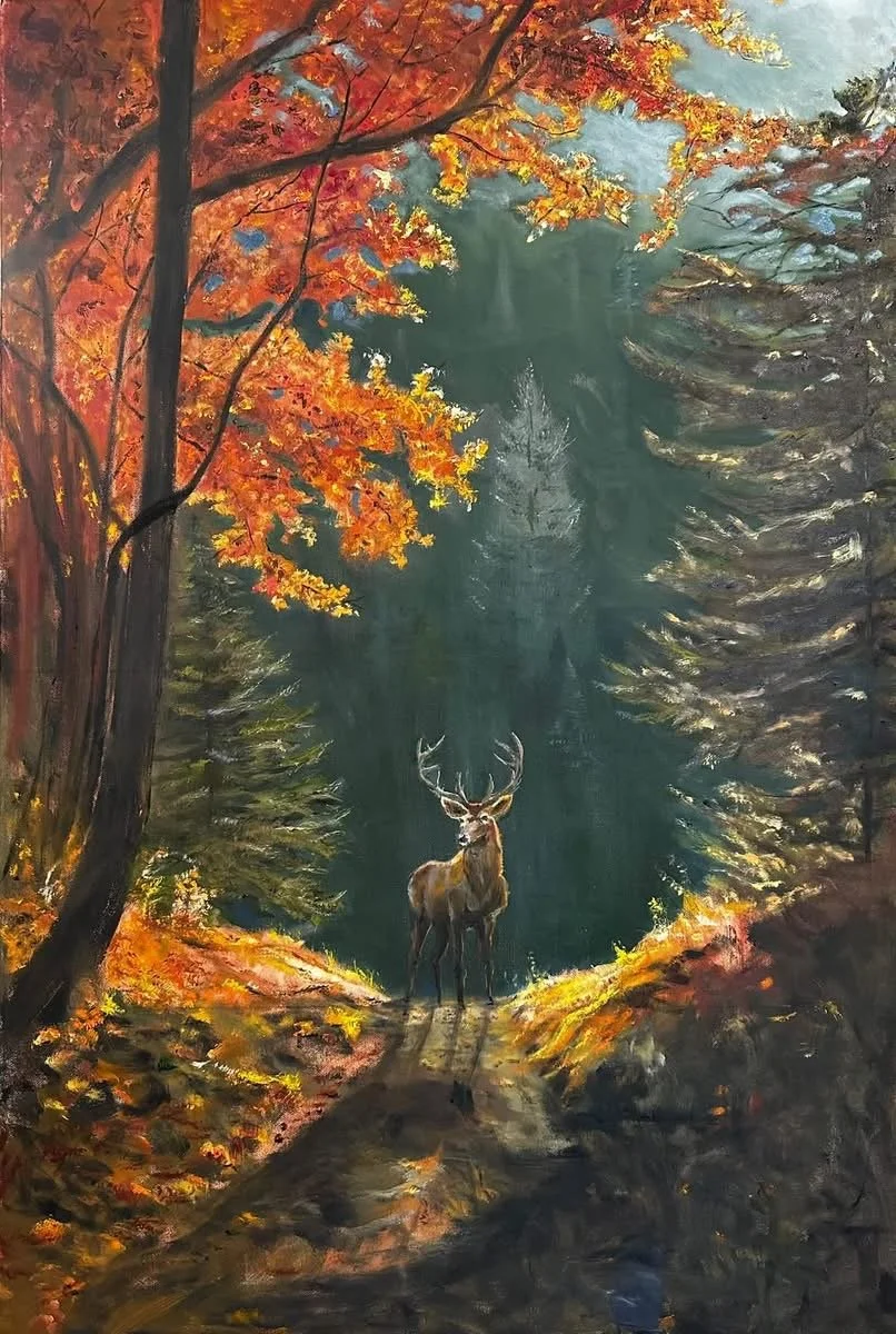 Sharing The Trail, 24”x36”, Oil